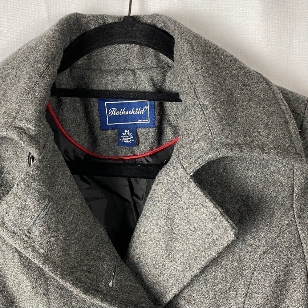 Rothschild Wool Blend Classic Dark Grey Double Breasted Coat - Picture 3 of 8